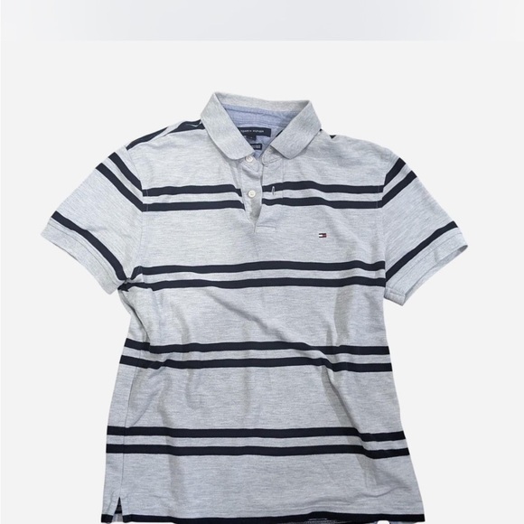 Tommy Hilfiger Gray and Blue Polo Shirt Classic Design - Picture 1 of 3